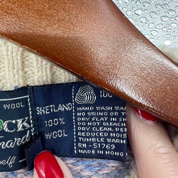 VINTAGE 100% Shetland Wool cream fair isle pullover sweater size medium / 40 - Picture 5 of 6